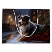 Australische herder Kerstmis Feestelijk Seizoen Groot Cadeauzakje (Achterkant)