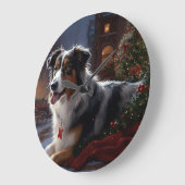 Australische herder Kerstmis Feestelijk Seizoen Grote Klok (Hoek)