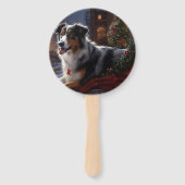 Australische herder Kerstmis Feestelijk Seizoen Handwaaier (Voorkant)