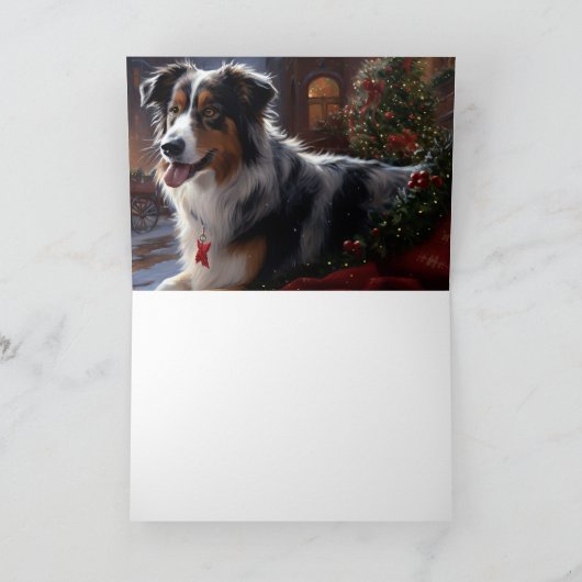 Australische herder Kerstmis Feestelijk Seizoen Kaart (Binnen)