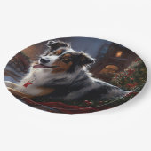 Australische herder Kerstmis Feestelijk Seizoen Papieren Bordje (Gekanteld)