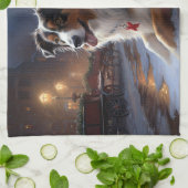 Australische herder Kerstmis Feestelijk Seizoen Theedoek (Gevouwen)