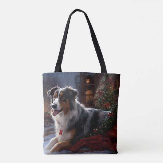 Australische herder Kerstmis Feestelijk Seizoen Tote Bag (Achterkant)