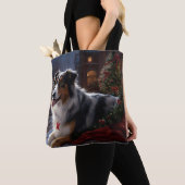 Australische herder Kerstmis Feestelijk Seizoen Tote Bag (Dichtbij)