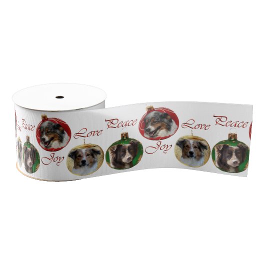 Australische herder Kerstmis Merry Grosgrain Lint (Spoel)