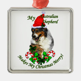 Australische Herder Kerstmis Metalen Ornament