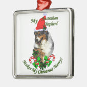 Australische Herder Kerstmis Metalen Ornament (Links)