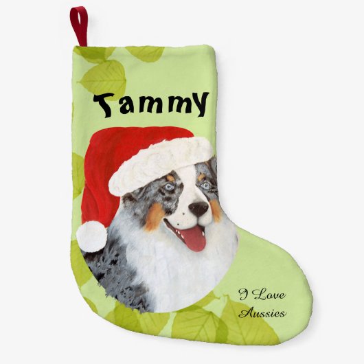 Australische herder "Kerstmis" schilderen Kleine Kerstsok (Voorkant)