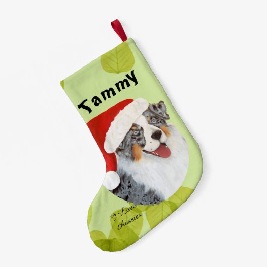 Australische herder "Kerstmis" schilderen Kleine Kerstsok (Achterkant (Hangend))