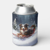 Australische Herder Kerstmis sneeuw winter Blikjeskoeler (Blikje Voorkant)