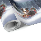 Australische Herder Kerstmis sneeuw winter Cadeaupapier (Rol Hoek)