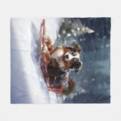 Australische Herder Kerstmis sneeuw winter Fleece Deken (Voorkant (Horizontaal))