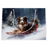 Australische Herder Kerstmis sneeuw winter Groot Cadeauzakje (Voorkant)