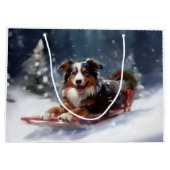Australische Herder Kerstmis sneeuw winter Groot Cadeauzakje (Achterkant)