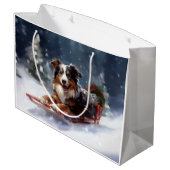 Australische Herder Kerstmis sneeuw winter Groot Cadeauzakje (Achterkant Gekanteld)