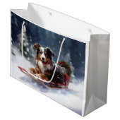 Australische Herder Kerstmis sneeuw winter Groot Cadeauzakje (Voorkant Gekanteld)