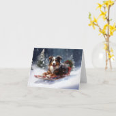 Australische Herder Kerstmis sneeuw winter Kaart (Gele Bloem)