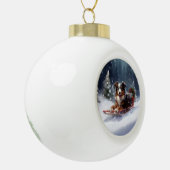 Australische Herder Kerstmis sneeuw winter Keramische Bal Ornament (Links)