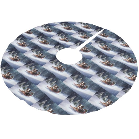 Australische Herder Kerstmis sneeuw winter Kerstboom Rok (Gekanteld)