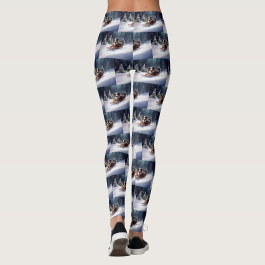 Australische Herder Kerstmis sneeuw winter Leggings (Achterkant)