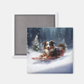 Australische Herder Kerstmis sneeuw winter Magneet (Voorkant / Achterkant)
