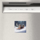 Australische Herder Kerstmis sneeuw winter Magneet (Insitu (Vaatwasser))