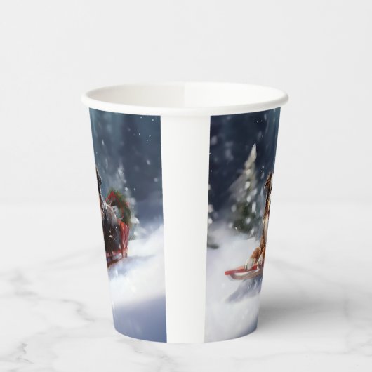 Australische Herder Kerstmis sneeuw winter Papieren Bekers (Links)