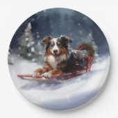 Australische Herder Kerstmis sneeuw winter Papieren Bordje (Voorkant)
