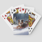 Australische Herder Kerstmis sneeuw winter Pokerkaarten (Achterkant)