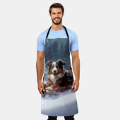 Australische Herder Kerstmis sneeuw winter Schort (Gedragen)