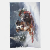 Australische Herder Kerstmis sneeuw winter Theedoek (Verticaal)