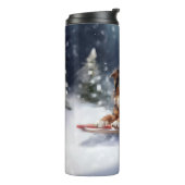Australische Herder Kerstmis sneeuw winter Thermosbeker (Gedraaid links)