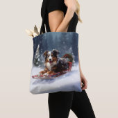 Australische Herder Kerstmis sneeuw winter Tote Bag (Dichtbij)