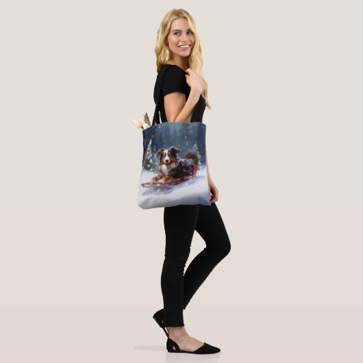 Australische Herder Kerstmis sneeuw winter Tote Bag (Op model)
