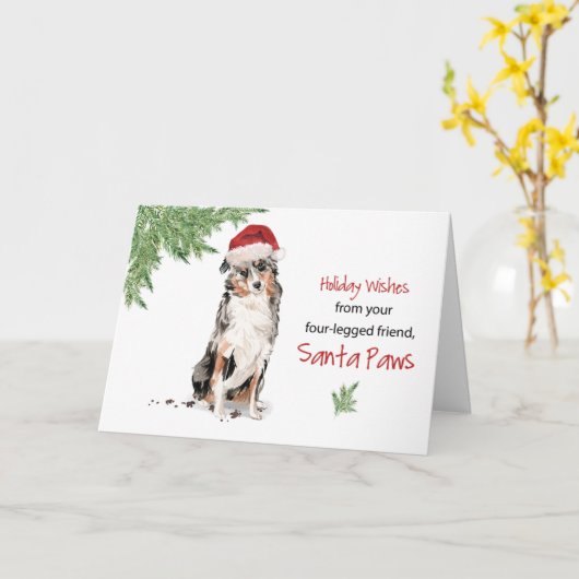 Australische Herder Kerstmis Van Hond In Grappige Kaart (Gele Bloem)