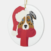 Australische herder kerstversiering. Sneeuw Keramisch Ornament (Links)