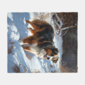 Australische Herder Laat het Sneeuwen Kerstmis Fleece Deken (Voorkant (Horizontaal))