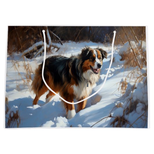 Australische Herder Laat het Sneeuwen Kerstmis Groot Cadeauzakje (Voorkant)