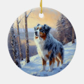 Australische Herder Laat het Sneeuwen Kerstmis  Keramisch Ornament (Achterkant)