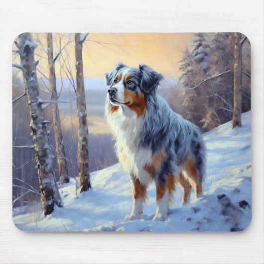 Australische Herder Laat het Sneeuwen Kerstmis Muismat (Voorkant)
