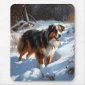Australische Herder Laat het Sneeuwen Kerstmis Muismat (Voorkant)