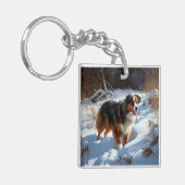 Australische Herder Laat het Sneeuwen Kerstmis Sleutelhanger (Voorkant Links)
