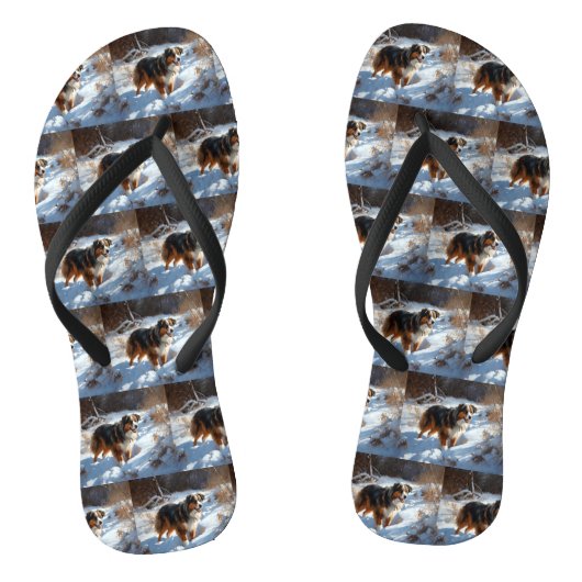 Australische Herder Laat het Sneeuwen Kerstmis Teenslippers (Voetbed)