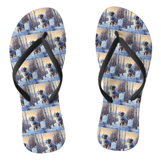 Australische Herder Laat het Sneeuwen Kerstmis Teenslippers (Voetbed)
