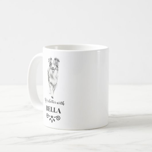 Australische herder leven is beter aangepaste hond koffiemok (Voorkant links)