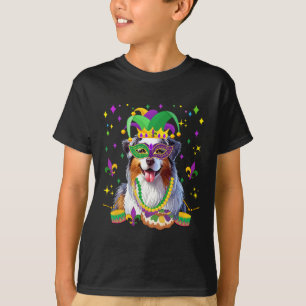 Australische herder Mardi Gras gemaskerde kralen e T-shirt