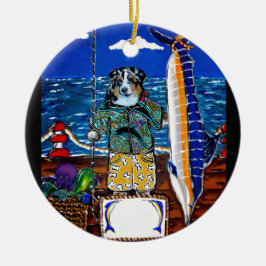 Australische Herder Marlin Vissen Keramisch Ornament