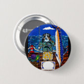 Australische Herder Marlin Vissen Ronde Button 5,7 Cm (Voorkant /achterkant)