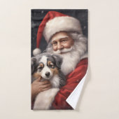 Australische Herder met Kerstman Kerstmis Bad Handdoek (Handdoek)