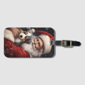 Australische Herder met Kerstman Kerstmis Bagagelabel (Voorkant (horizontaal))